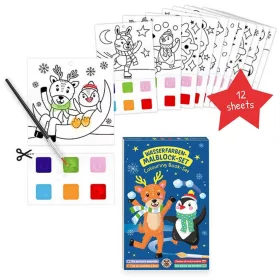 Karácsonyi mini színezőfüzet vízfestékkel, 12 lapos