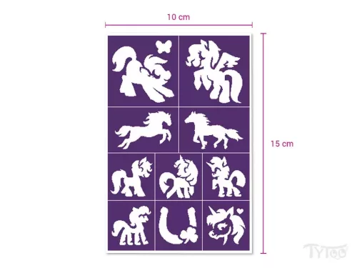 Sablonok, Ponies (pónik) sablon szett, kicsi, 10 db-os