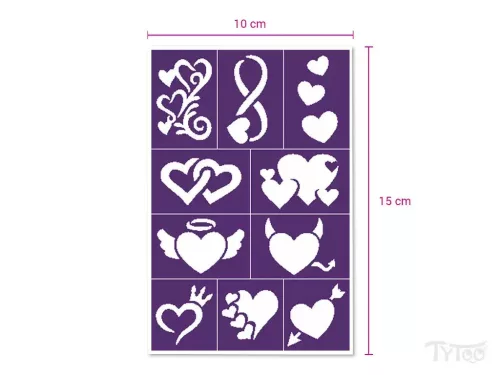 Sablonok, Hearts (szivecskék) sablon szett, kicsi, 10 db-os