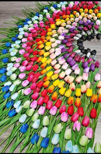 Szilikon tulipán 10 szál, alapszínek