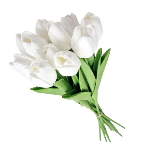 Szilikon tulipán 10 szál - Fehér
