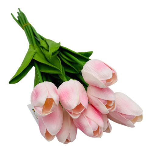 Szilikon tulipán 10 szál - Halvány rózsaszín