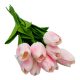 Szilikon tulipán 10 szál - Halvány rózsaszín