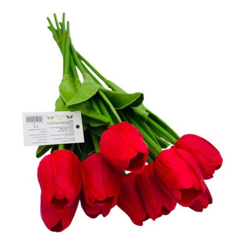 Szilikon tulipán 10 szál - Piros